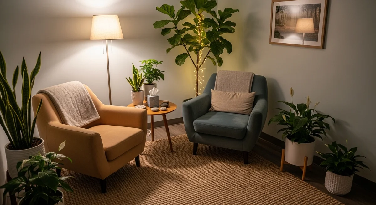 Calm private counselling room