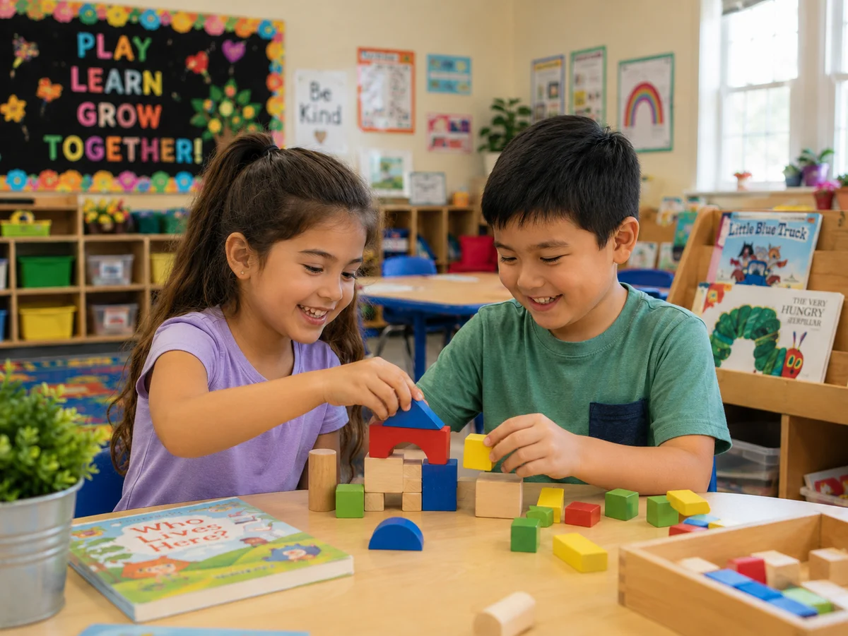 Children in a social club building skills together